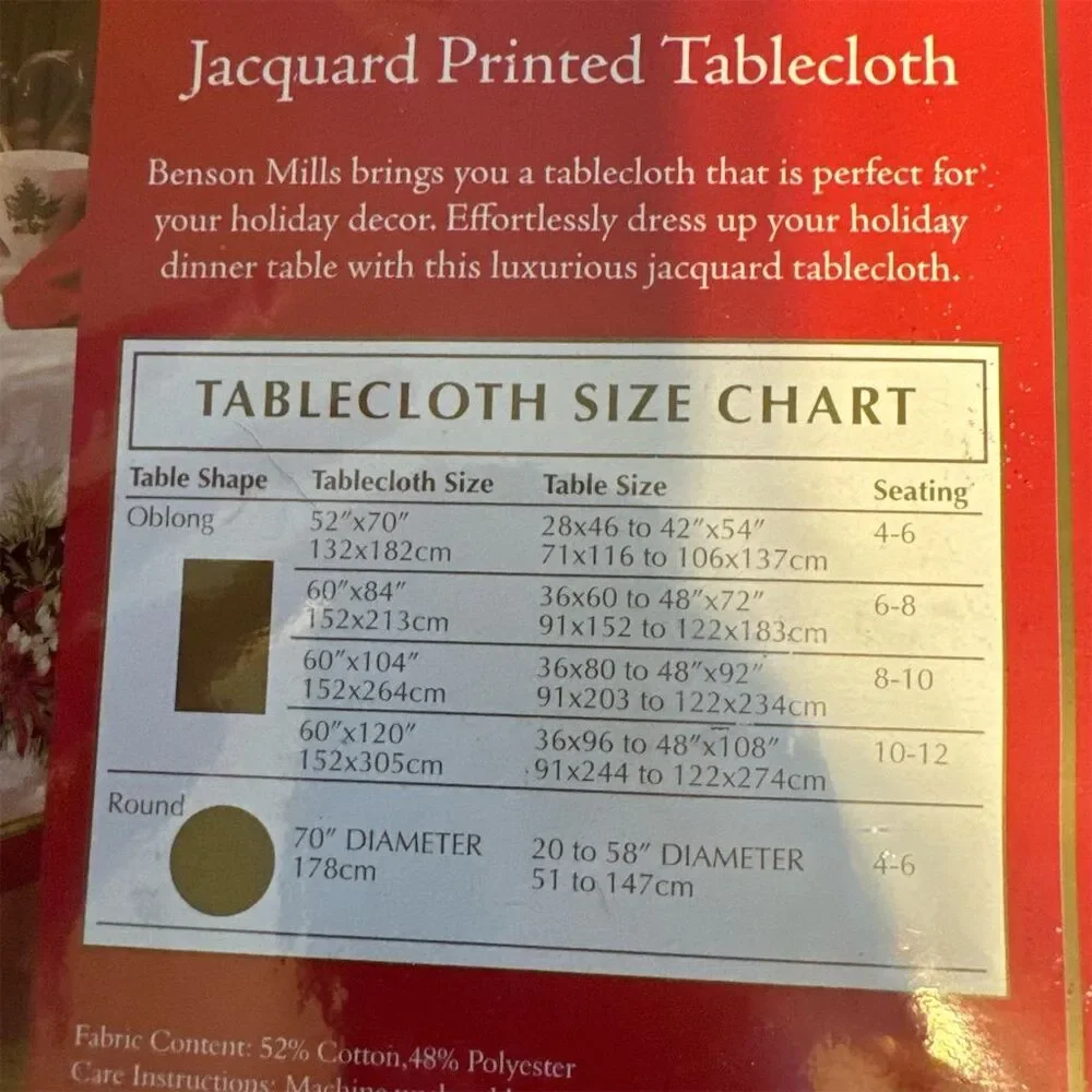 Benson Mills Christmas Ribbons Jacquard Tablecloth Multicolor